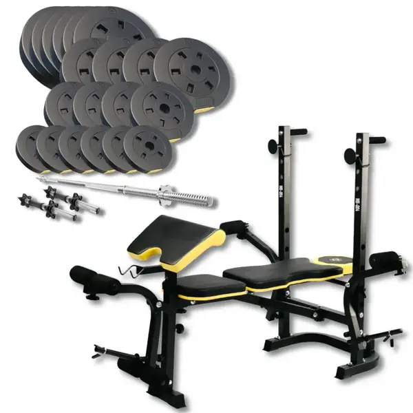 Набор Besport PowerPro 109кг с прямым грифом и скамьей WB-004 купить