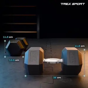 Гантеля шестигранная прорезиненная TX-100RD Trex Sport 10 кг | Черный купить