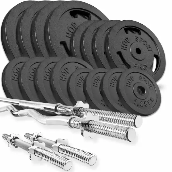 Набір STRONG 96 кг з прямим, W-подібним та гантельними грифами. купити