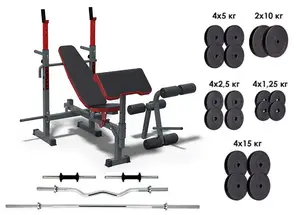Лавка для жиму, 4 грифи, 115 кг дисків RN-Sport купити