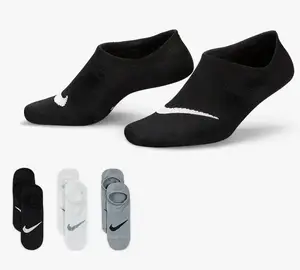 Шкарпетки Nike U NK EVERYDAY PLUS LTWT FOOTIE 3PPK чорний, білий, сірий Жін 34-38 купити