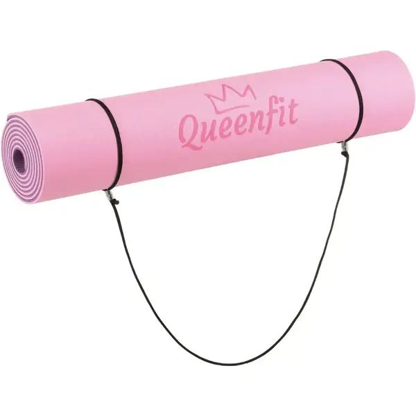 Коврик (мат) для фитнеса и йоги Queenfit Premium TPE 0,6см розово-фиолетовый купить недорого в Украине, фото 8