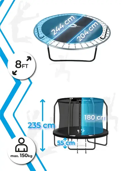 Батут THUNDER INSIDE ELITE з внутрішньою сіткою 6 футів 183 см чорний купити недорого в Україні, фото 4