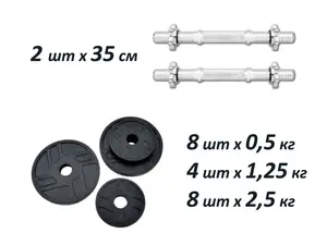 Гантели наборные обрезиненные по 15 кг Rn-Sport (2 шт) купить