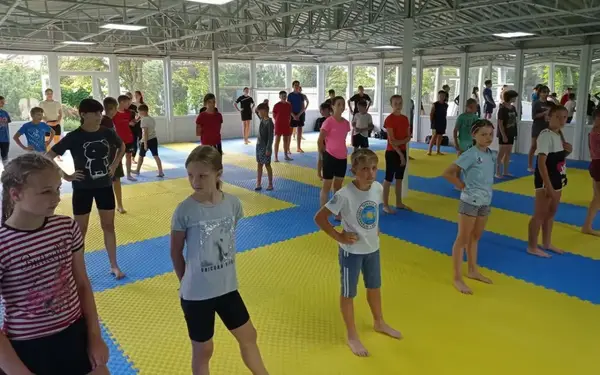 Татамі ластівчин хвіст (будо мат пазл) 1х1м товщина 40 мм (жовто-синій) купити недорого в Україні, фото 5