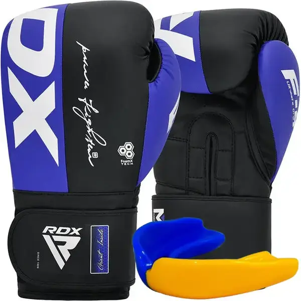 Боксерські рукавиці RDX F4 Boxing Sparring Gloves Hook&Loop BLUE/BLACK 10 унцій (капа у комплекті) купити
