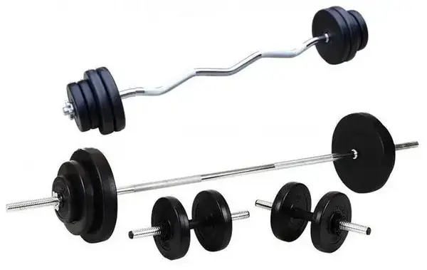 Штанга+гантели RN-Sport на 80 кг. 4 грифа + диски. Перчатки в подарок! купить