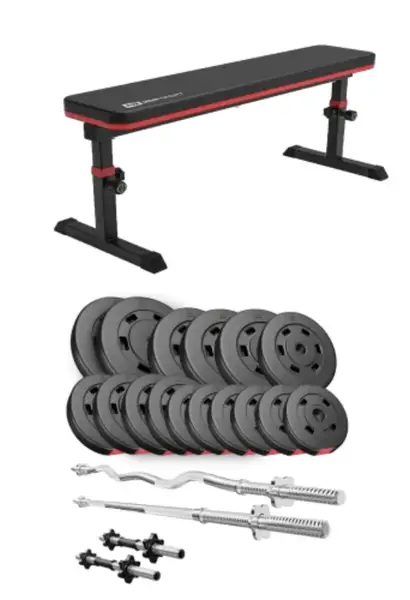 Набор Hop-Sport Premium 75 кг со скамьей HS-1025 Pro, штангами и гантелями. купить