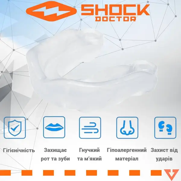Капа Shock Doctor Gel Max дитяча (вік до 10р.) Clear (art. 6190-TC-YTR) купити недорого в Україні, фото 2
