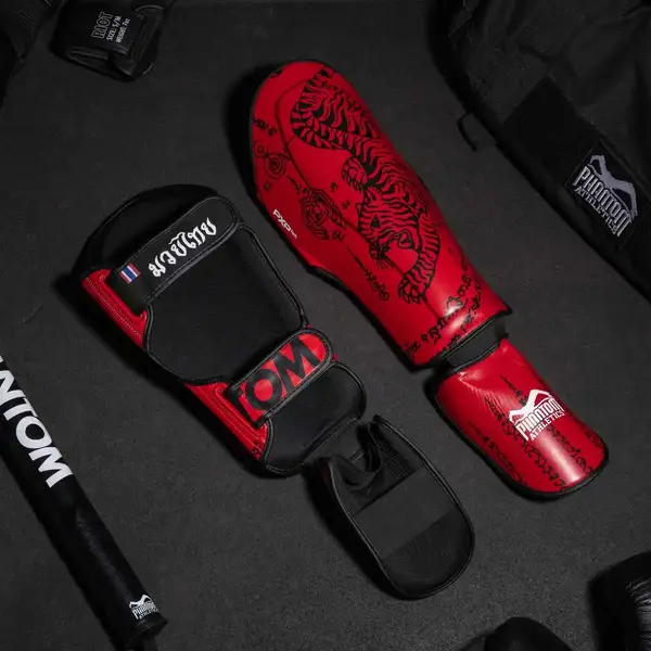 Защита голени и стопы Phantom Muay Thai Red S/M купить недорого в Украине, фото 3