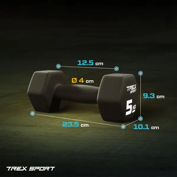 Гантелі для фітнесу неопренові TREX Sport TX-050VD 2x5 кг купити недорого в Україні, фото 3