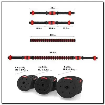 Набір штанга+гантелі HMS SGP20 - 20 кг, чорно-червоний купити недорого в Україні, фото 7