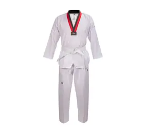 Добок для Тхеквондо ADI-START з ліцензією WT із червоно-чорним коміром | білий 130 | ADIDAS ADITS01 купити