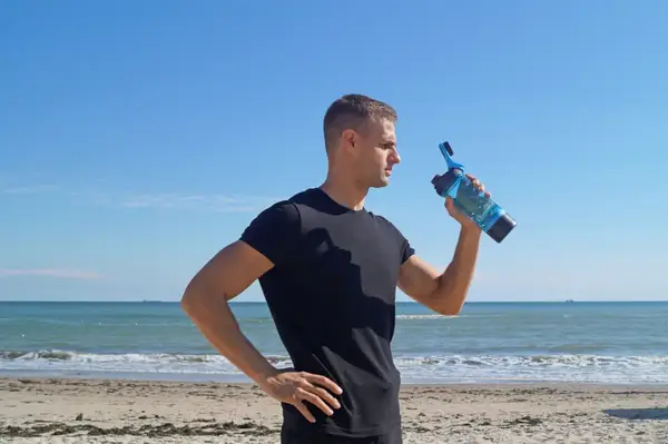 Шейкер спортивный с контейнером Casno 600 мл KXN-1199 с венчиком Синий купить недорого в Украине, фото 8