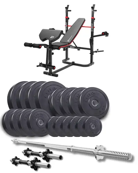 Набір Elitum Titan 89кг з лавою HS-1065HB Pro, штангою та гантелями купити