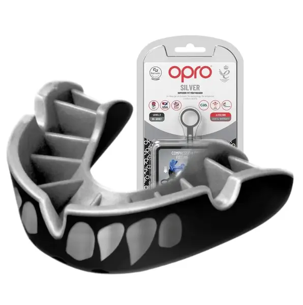 Капа OPRO Silver взрослая (возраст 11+) Silver Jaws (art.102502012) купить