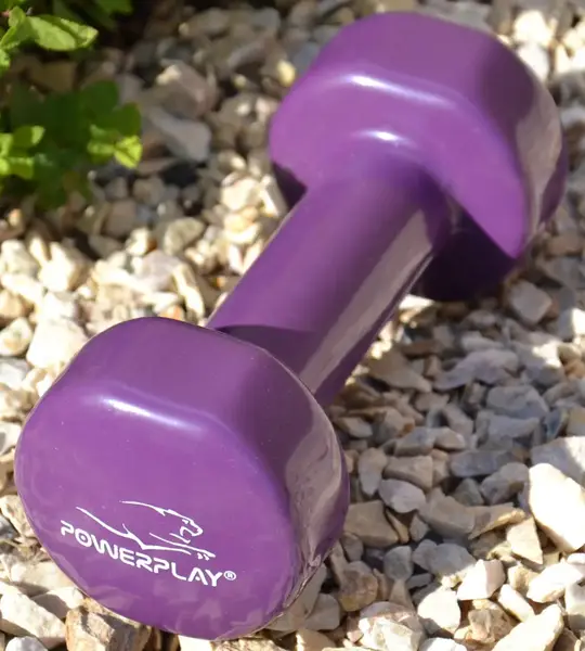 Гантели виниловые PowerPlay 4125 Achilles 2*2.5 кг. Фиолетовые (пара – 2шт.) + Резинка для фитнеса 7,5кг купить недорого в Украине, фото 8
