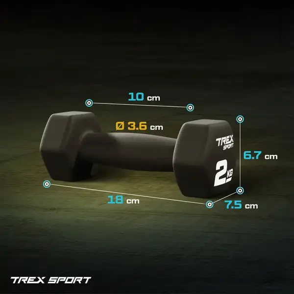 Гантелі для фітнесу неопренові TREX Sport TX-020VD 2x2 кг купити недорого в Україні, фото 5