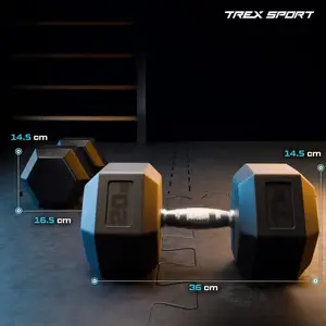 Гантеля шестигранна прогумована TX-200RD Trex Sport 20 кг | Чорний купити