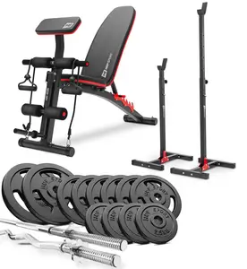 Набор Hop-Sport Strong 76 кг со скамьей HS-1035 и стойками 1002L купить
