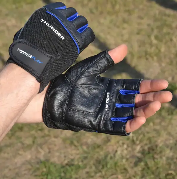 Перчатки для фитнеса PowerPlay 9058 Thunder черно-синие S купить недорого в Украине, фото 7