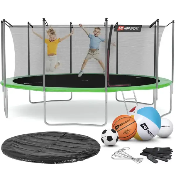 Батут Hop-Sport 16ft (488см) зеленый с внутренней сеткой. купить