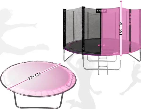 Батут THUNDER OUTSIDE PRO с наружной сеткой 12 футов 366 см черно-розовый купить недорого в Украине, фото 2