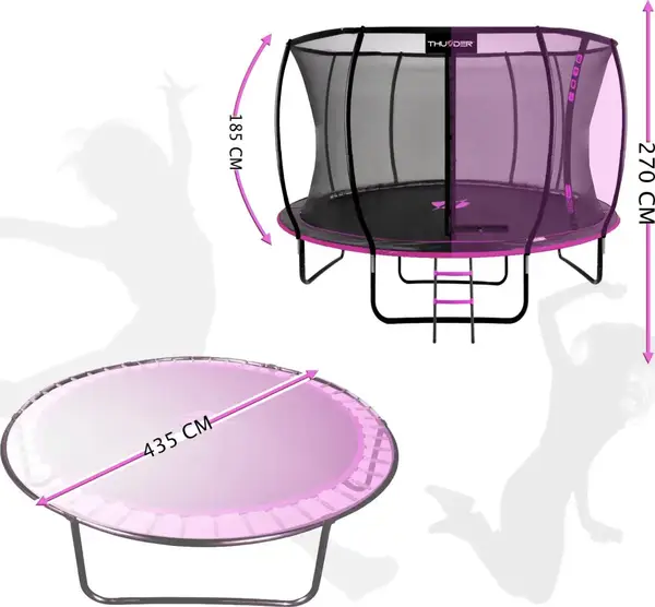 Батут THUNDER INSIDE ULTRA с внутренней сеткой 14 футов 427 см черно-розовый купить недорого в Украине, фото 2