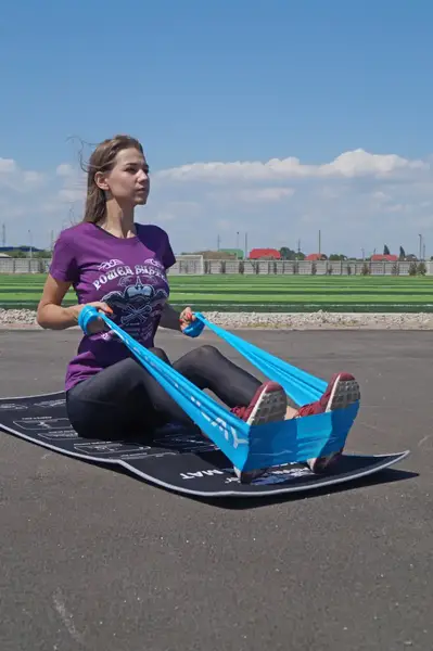 Стрічка-еспандер для фітнесу та реабілітації PowerPlay 4112 0.4мм MediBand Light Синя (6.8 кг) купити недорого в Україні, фото 4