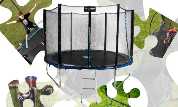 Батут THUNDER OUTSIDE PRO с наружной сеткой 14 футов 427 см черно-голубой купить недорого в Украине, фото 10