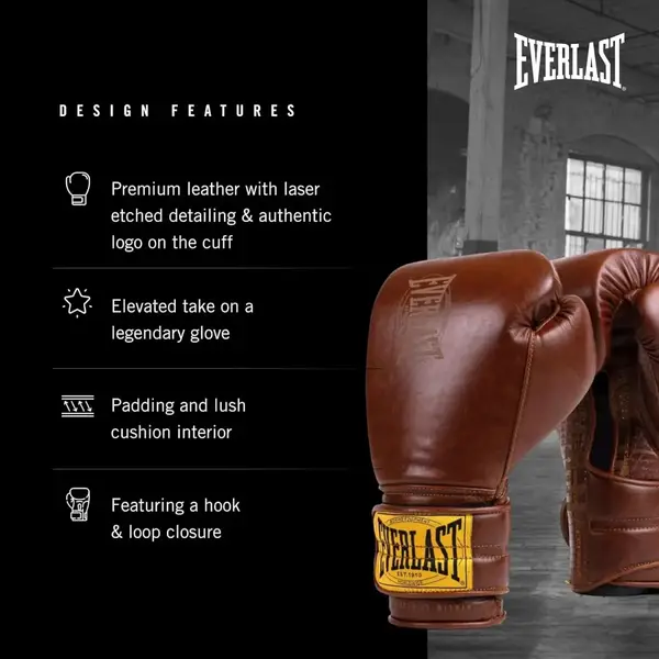 Боксерські рукавиці Everlast 1910 CLASSIC TRAINING GLOVE коричневий Уні 12 унцій купити недорого в Україні, фото 3