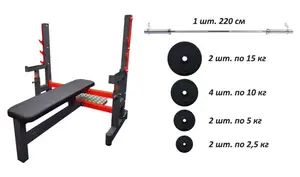 Скамейка для жима RN classic prof + Олимпийская резиновая штанга 100кг купить