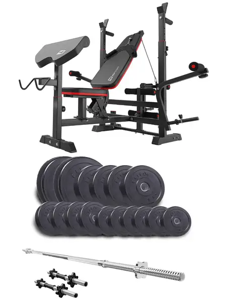 Набор Elitum Titan 68 кг со скамьей HS-1075 Pro, штангой и гантелями. купить