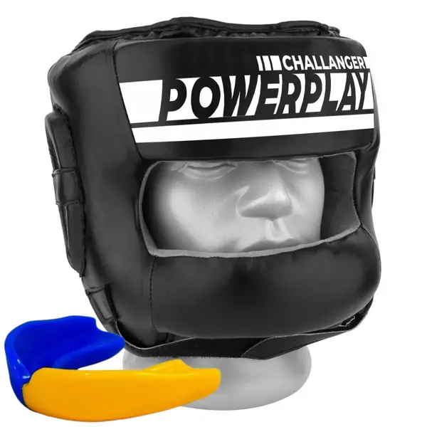Боксерский шлем тренировочный PowerPlay 3067 с бампером PU + Amara Черный XL купить