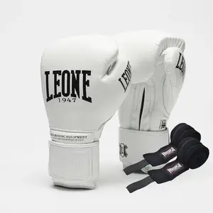 Боксерські рукавиці Leone GN111 THE GREATEST White 10 унцій (бинти 4 м. в комплекті) купити