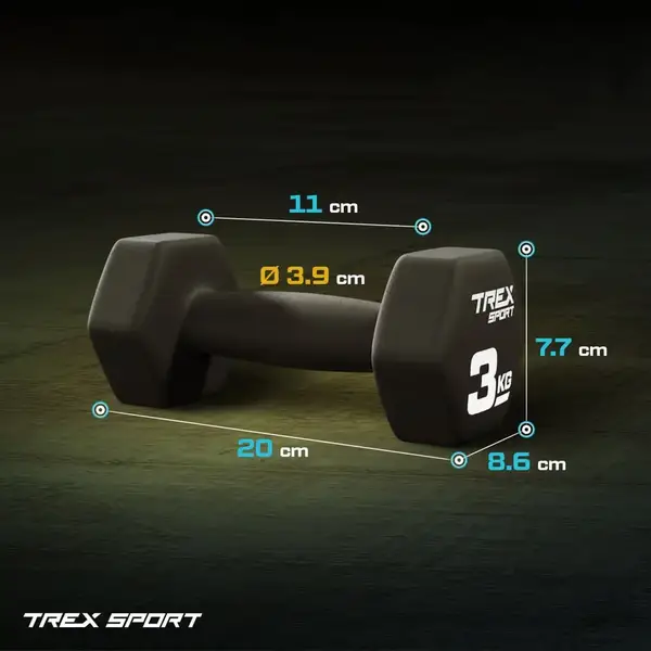 Гантелі для фітнесу неопренові TREX Sport TX-030VD 2x3 кг купити недорого в Україні, фото 3