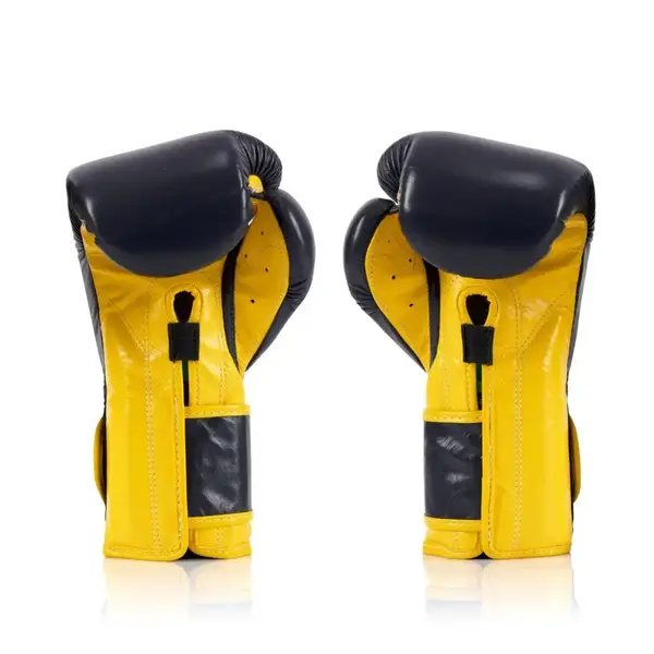 Боксерські рукавиці Fairtex BGV9 Mexican Blue/Yellow 10 унцій (бинти в комплекті) купити недорого в Україні, фото 3