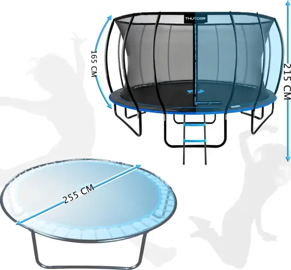 Батут THUNDER INSIDE ULTRA с внутренней сеткой 8 футов 255 см черно-голубой купить недорого в Украине, фото 2