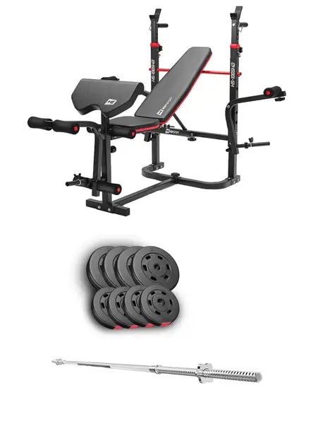 Набор Hop-Sport Premium 39 кг со скамьей HS-1065HB Pro и штангой купить