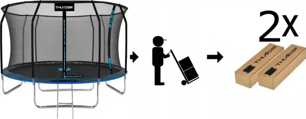 Батут THUNDER INSIDE ELITE с внутренней сеткой 12 футов 374 см черно-голубой купить недорого в Украине, фото 9