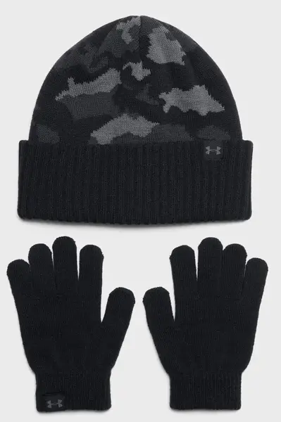 Набор шапка и перчатки UA B Beanie/Glove Combo черный, серый OFSM купить