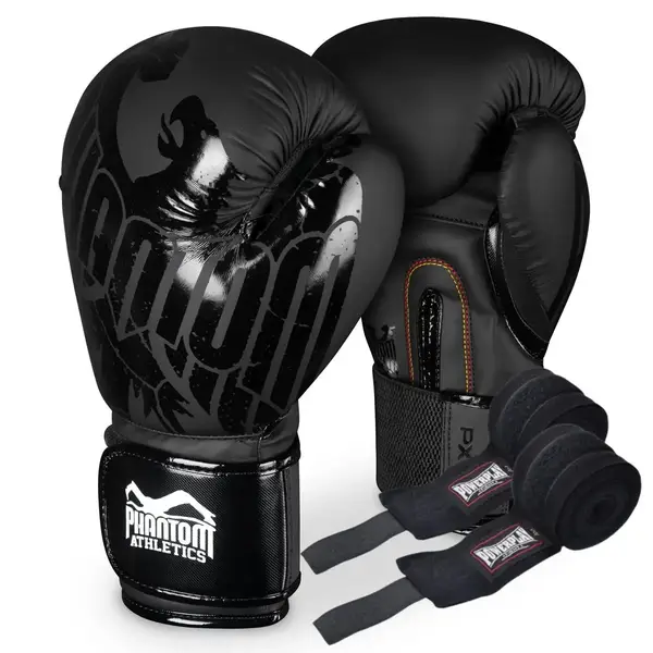 Боксерские перчатки Phantom Germany Eagle Black 14 унций (Бинты 4м. в подарок) купить
