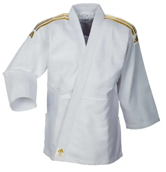 Кимоно для дзюдо Adidas серии Club с золотыми полосами на плечах Размер 140 | белое | J350P купить недорого в Украине, фото 6