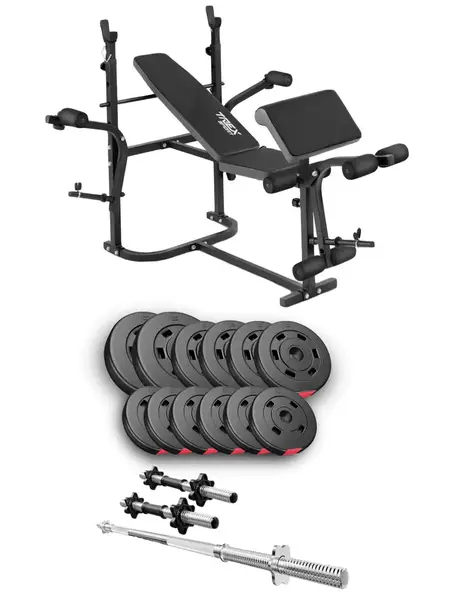 Набор Hop-Sport Premium 38 кг со скамейкой TX-020, штангами и гантелями. купить