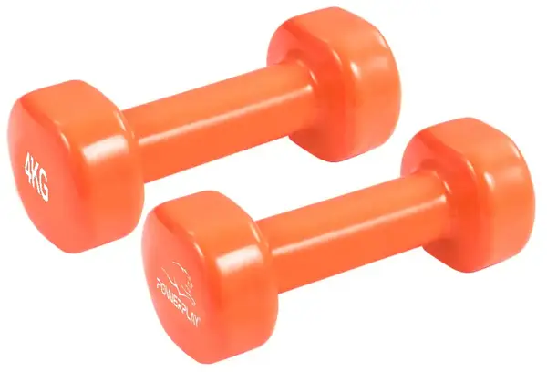 Гантели виниловые PowerPlay 4125 Achilles 2*4 кг. Оранжевые (пара - 2шт.) + Резинка для фитнеса 7,5кг купить недорого в Украине, фото 6