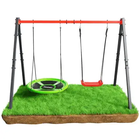 Гойдалка з гніздом лелеки подвійна K-Sport KSOZ015 SUPERFUN - червоно-сіра купити недорого в Україні, фото 2