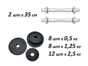 Гантелі набірні обгумовані Rn-Sport 2 шт по 23 кг купити