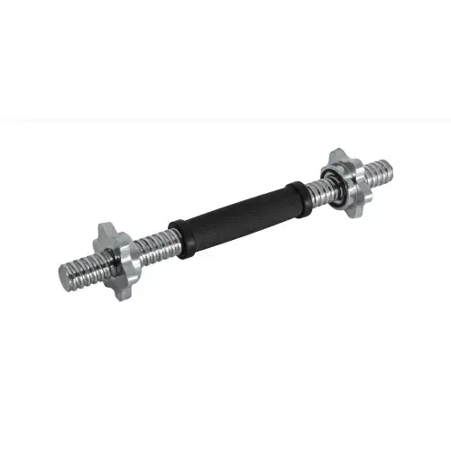 Гриф гантельный резиновый Generation Fitness DB-04| Серебряный | с замками купить недорого в Украине, фото 2