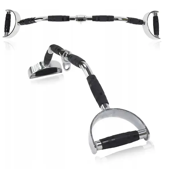 Ручка для верхней тяги York Fitness 86см с параллельным хватом изогнута с резиновыми рукоятками, хром. купить недорого в Украине, фото 8