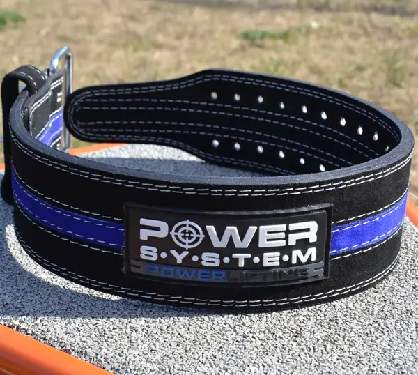 Пояс для пауэрлифтинга Power System PS-3800 PowerLifting кожаный Black/Blue Line L купить недорого в Украине, фото 9